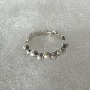 Sterling Silver Freshwater Pearl Ring Stackable Band Size 5